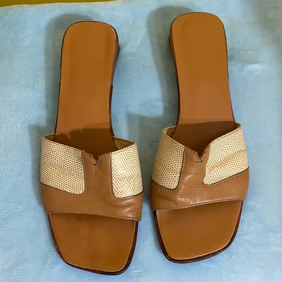 Vintage UNISA Genuine Leather Slide Sandals Mules – Size 8 – Made in Brazil - Picture 1 of 15